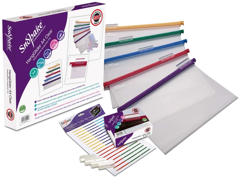 Snopake A4 HangGlider Polypropylene Suspension File with Tabs - Clear [Pack of 25] Ref: 15857 -[Amazon Exclusive]