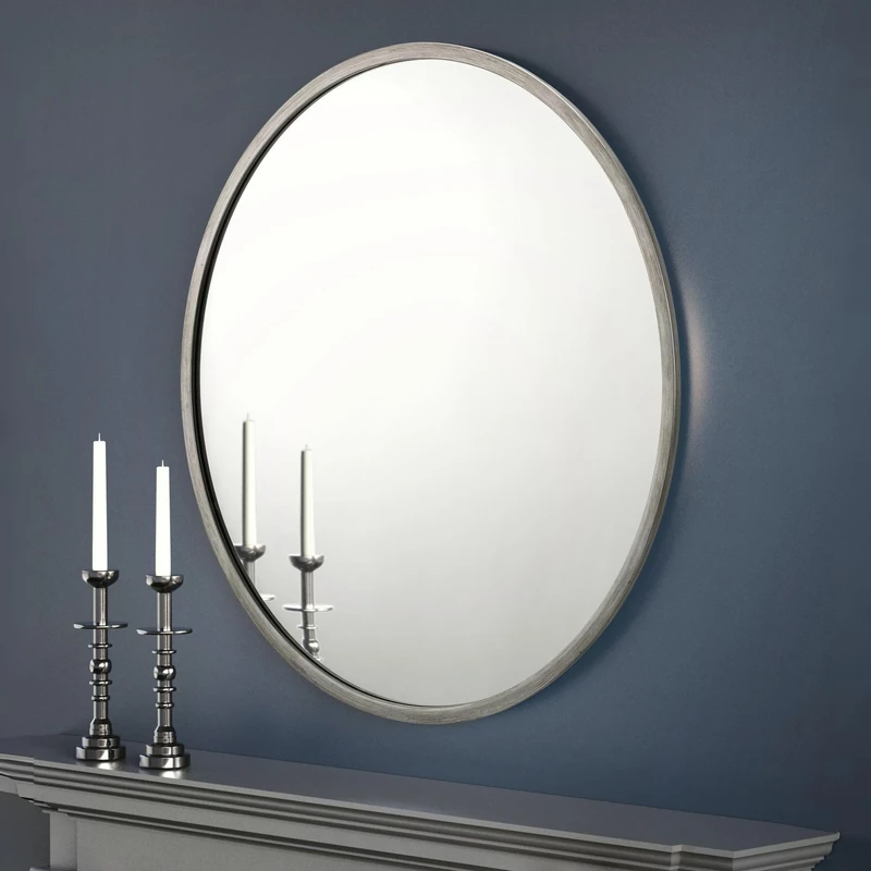 Julian Bowen Octave Round Wall Mirror - Pewter Mirrors