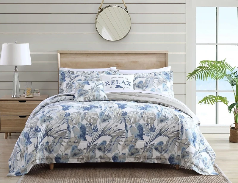 Tommy Bahama Bedding Collection Raw Coast Comforter Set, King, Blue