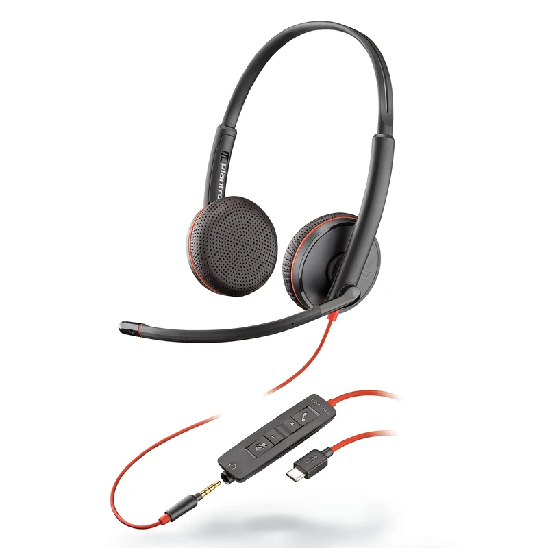 Plantronics - Blackwire 3225 - Wired Dual-Ear (Stereo) Headset with Boom Mic - USB-C to connect to your Mobile, PC or Mac