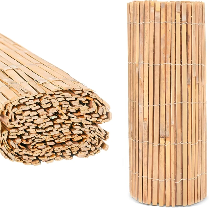 BLADO Natural Bamboo Slat Fence - Screening Slatted Roll for Garden Outdoor Wind/Sun Protection-Garden Privacy Shield-Fence Panel (H: 1.8M x L: 4M)