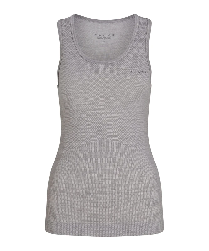 FALKE Women's Wool-Tech Light W S/l Sh Functional Yarn Quick Dry 1 Piece Base Layer Top, Grey Grey-Heather 3757, XL