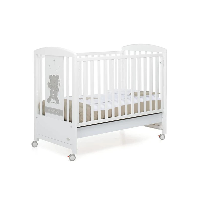 Foppapedretti My Little Love Cot Bed with Retractable Side, 131 x 73 x 108 cm, 27 kg, White