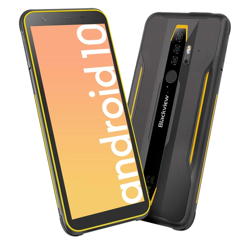 Blackview BV6300Pro Android 10 Rugged Mobile Phone, 16MP 120° Ultra-Wide Angle Camera, 6GB + 128GB 4G Dual SIM IP68/69K Tough Phone, 4380mAh Battery Wireless Charge, NFC, OTG - Yellow