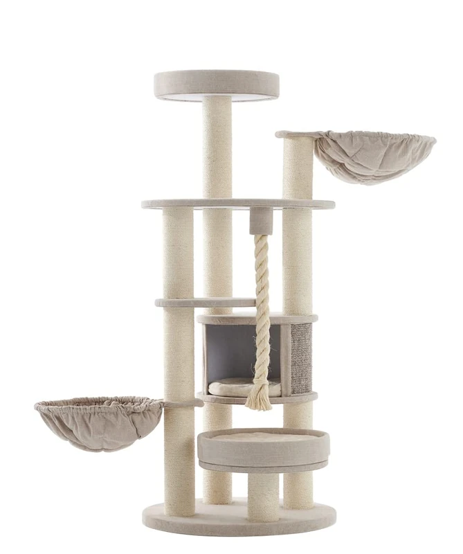 Nobby FIDA Cat Scratching Post Cream Linen Look 70 x 70 x 165 cm