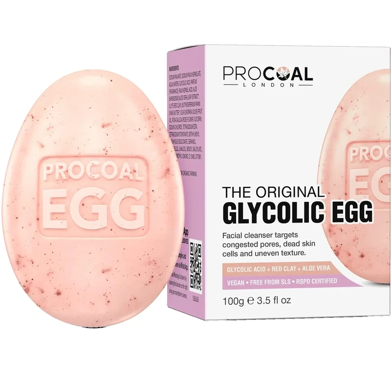 Glycolic Egg Facial Cleansing Soap 100g by Procoal - Glycolic Acid Cleanser For Rejuvenated, Bright and Glowy Complexion, Vegan & Cruelty-free