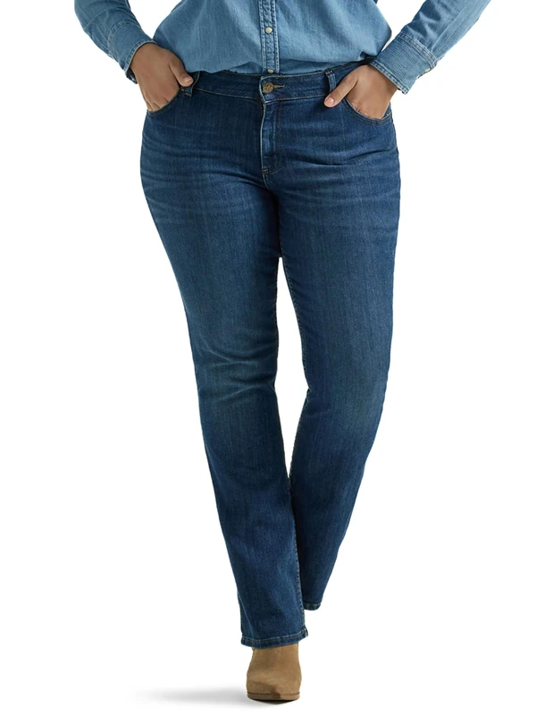 Lee Women's Plus Size Regular Fit Bootcut Jean, Compass, 22 Long