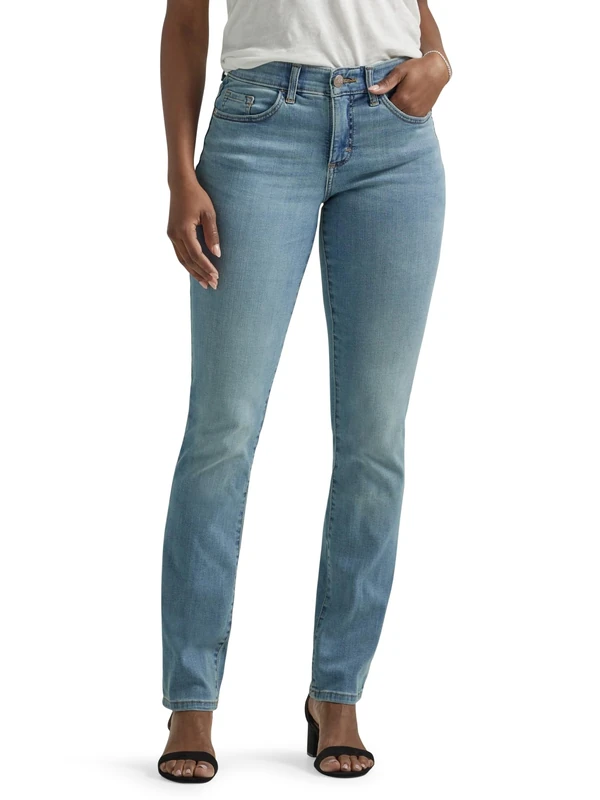 Lee Uniforms Women's Ultra Lux Comfort with Flex Motion Straight Leg Jean, North Shore, 12 Short