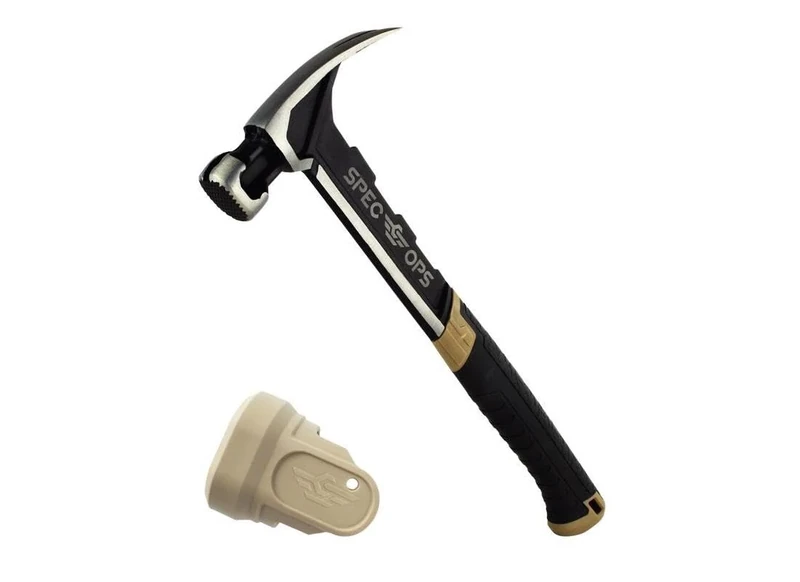 Spec Ops SPEC-M22CF-S Tools Framing Hammer, 22 oz, Rip Claw, Milled Face, Soft Mallet Face, Shock-Absorbing Grip, 3% Donated to Veterans,Black/Tan