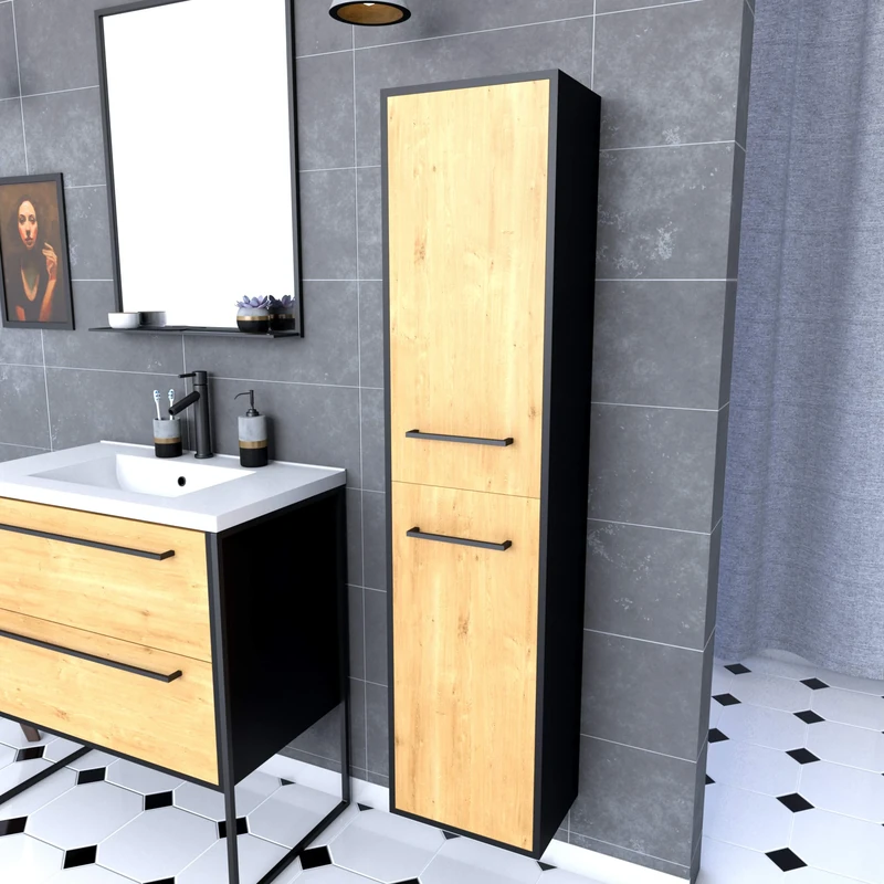 Aurlane PACM070 Structura P070 Bathroom Column, Black
