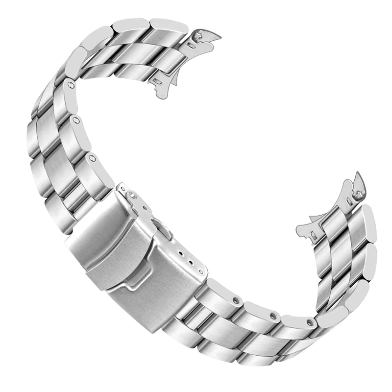 Juntan 20mm Stainless Steel Watch Strap for Men Women, Curved Ends Metal Replacement Watch Band Bracelet Tapered Straps with Deployment Buckle Silver