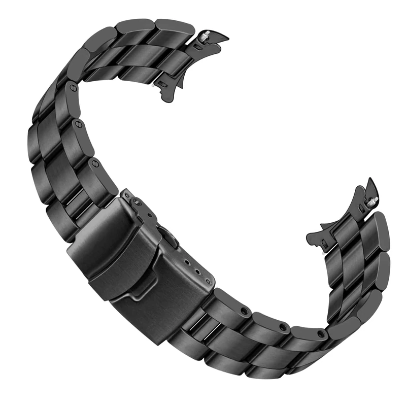 Juntan Tapered Watch Strap 20mm Black Stainless Steel Watch Band for Men Women Curved Ends Replacement Straps Metal Fold Over Clasp