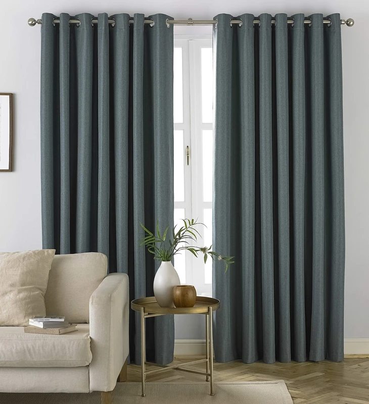 furn. Moon Eyelet Blackout Curtains, Polyester, Mineral, 229 x 229 cm