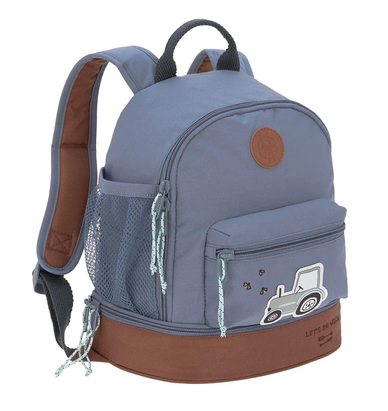 Lässig Mini Backpack for Children 27 cm, 4.5 Litres Top, 1.5 Litres Bottom, 3 Years/Mini Backpack Adventure Tractor