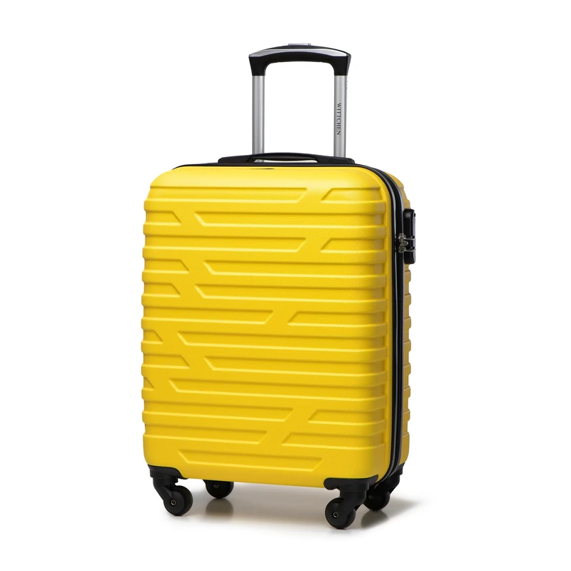 WITTCHEN Travel Suitcase Carry-On Cabin Luggage Hardshell Made of ABS with 4 Spinner Wheels Combination Lock Telescopic Handle A-Line II Size Yellow