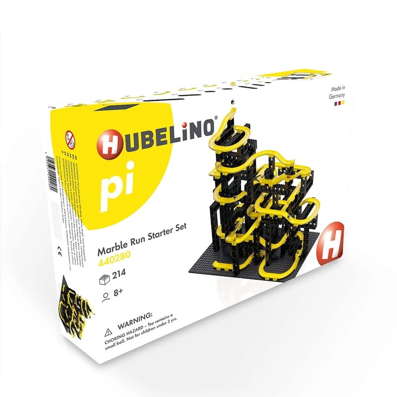 Hubelino Pi 440280 Marble Run Starter Set, Compatible with popular bulding block system - 214 pieces-For Ages 8 and Up (Made in Germany)