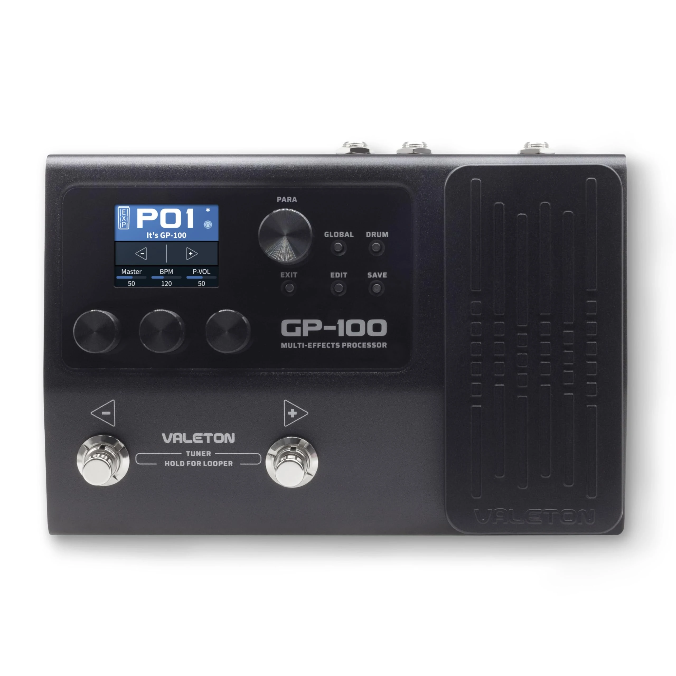 Valeton GP-100 - Multi-effects processor with expression pedal, 140 built-in effects, looper, amp modeling, battery support, third-party IR OTG for live streaming