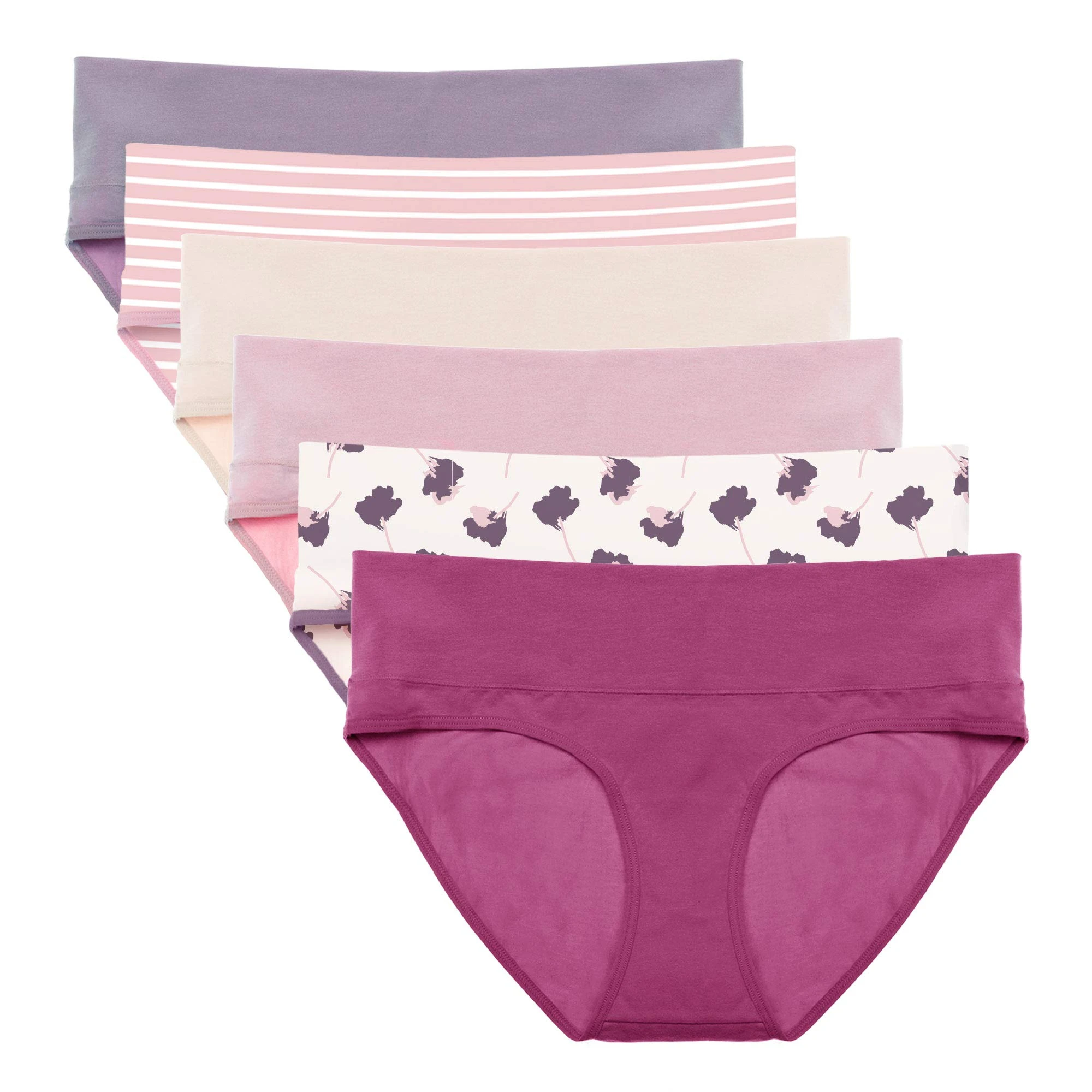 Intimate Portal Maternity Knickers Pregnancy Postpartum Underwear Foldable Cotton Briefs 6-Pk Floreus S