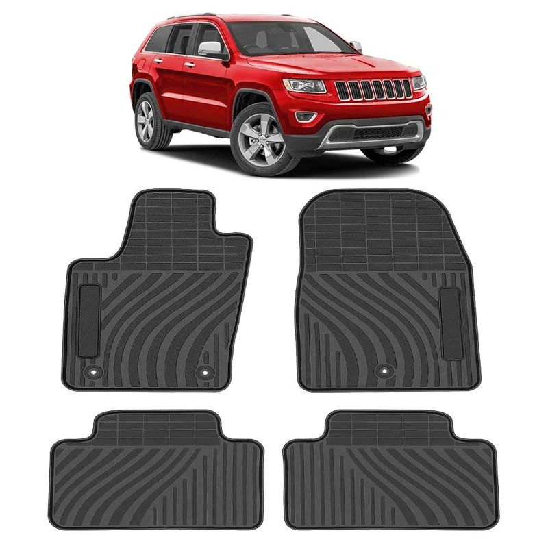 TeddyTT Floor Mats Compatible with Jeep Grand Cherokee 2011 2012 2013 2014 2015 2016 Heavy Duty Rubber Front & Rear Car Mat Waterproof Custom Seasons Odorless All Weather 3D High Edge (4PCS)