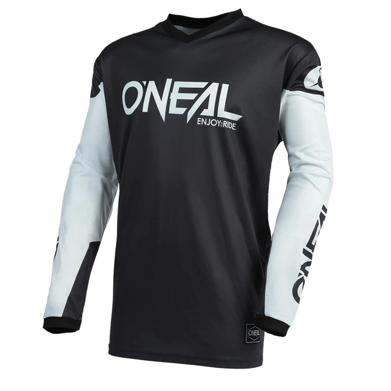 O'NEAL | Motorcycle-Jersey | Enduro Motocross | Breathable Fabric, Padded Elbow Protection, fit for Maximum Freedom of Movement | Jersey Element Threat | Adult | Black White | Size L