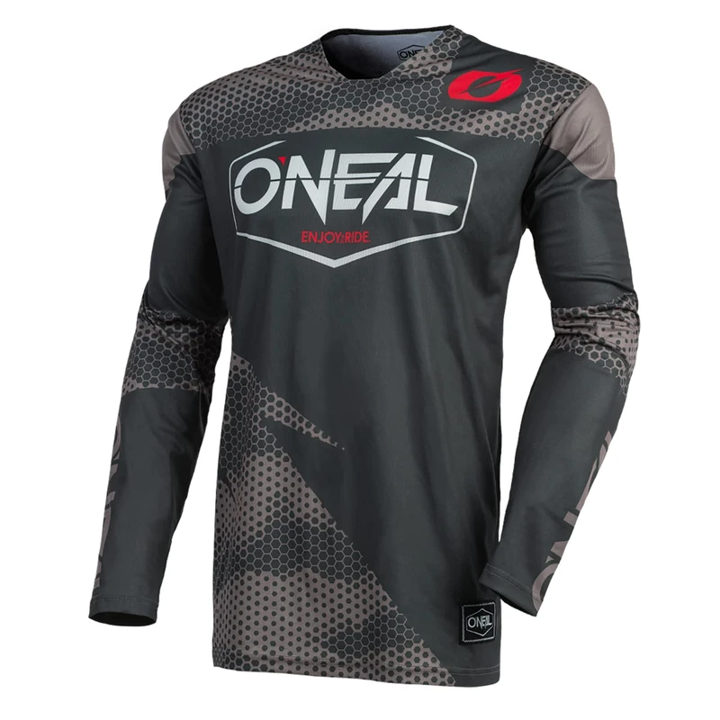 O'NEAL | Motorcycle-Jersey | Enduro Motorcycle | Fast Drying and Lightweight Performance Fabric, Collarless Design, Athletic fit | Jersey Mayhem Covert | Adult | Charcoal Grey | Size M