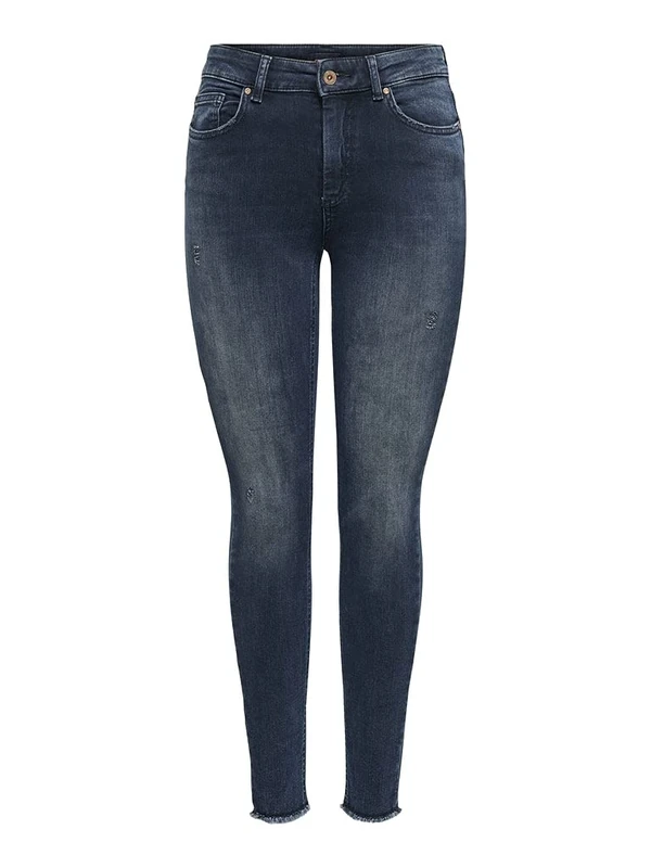 ONLY Women's Onlblush Life Mid Sk Ank Raw Rea409 Noos Pants, Blue Black Denim, S UK