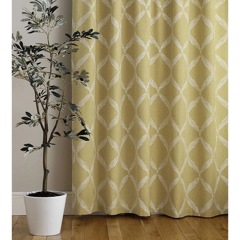 Paoletti Contemporary Olivia Pencil Pleat Curtains, Citrine, 168 x 229cm