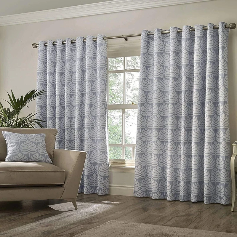 Paoletti Contemporary Horto Ringtop Eyelet Curtains, Blue, 229 x 229cm