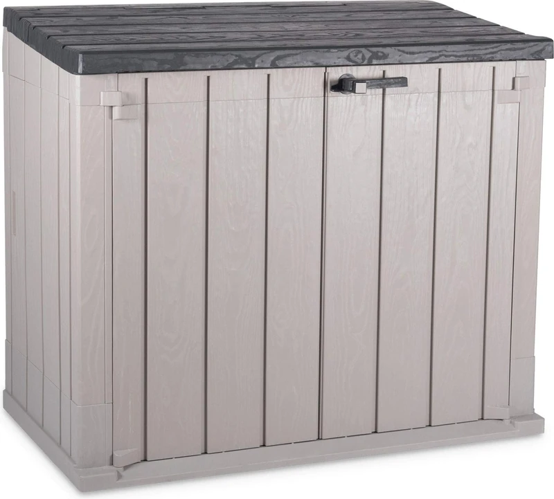 dobar® 95604e Wheelie Bin Cover | Plastic Tool Box | Wheelie Bin Box for 2 x 120 L Bins | Tool Shed for the Garden | 129.5 x 74.5 x 111 cm | Taupe/Anthracite