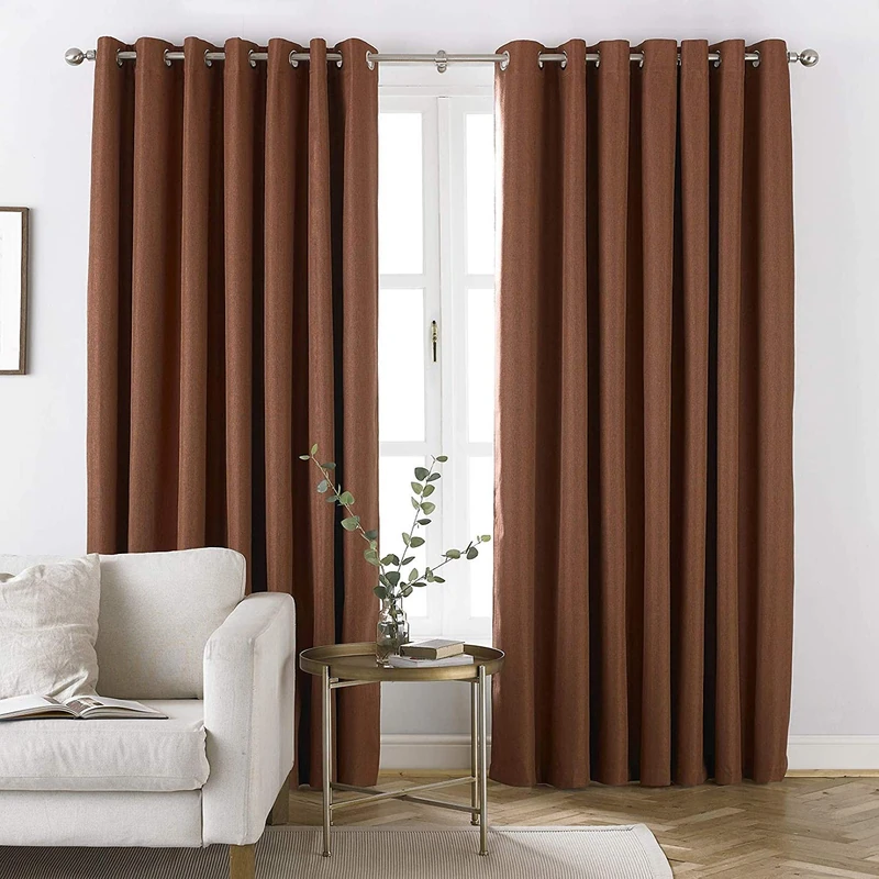 furn. Moon Eyelet Blackout Curtains, Polyester, Burnt Orange, 168 x 137cm