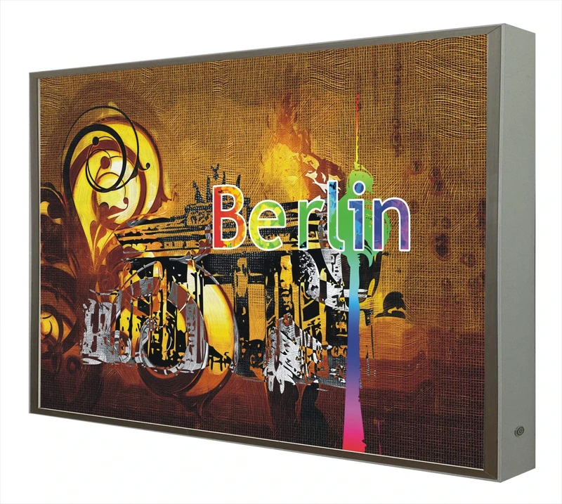 White Lacquered Wooden Frame with Light Berlin Leds