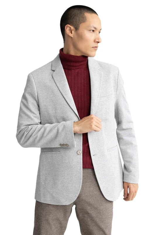 DeFacto Men's N0503AZ Blazer, Grey Melange, 40R