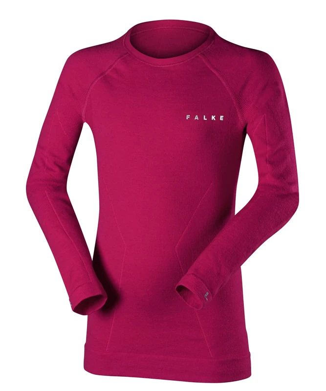 FALKE Unisex Kids Wool-Tech K L/s Sh Functional Yarn Quick Dry 1 Piece Base Layer Top, Pink Berry 8284, 12-2.5