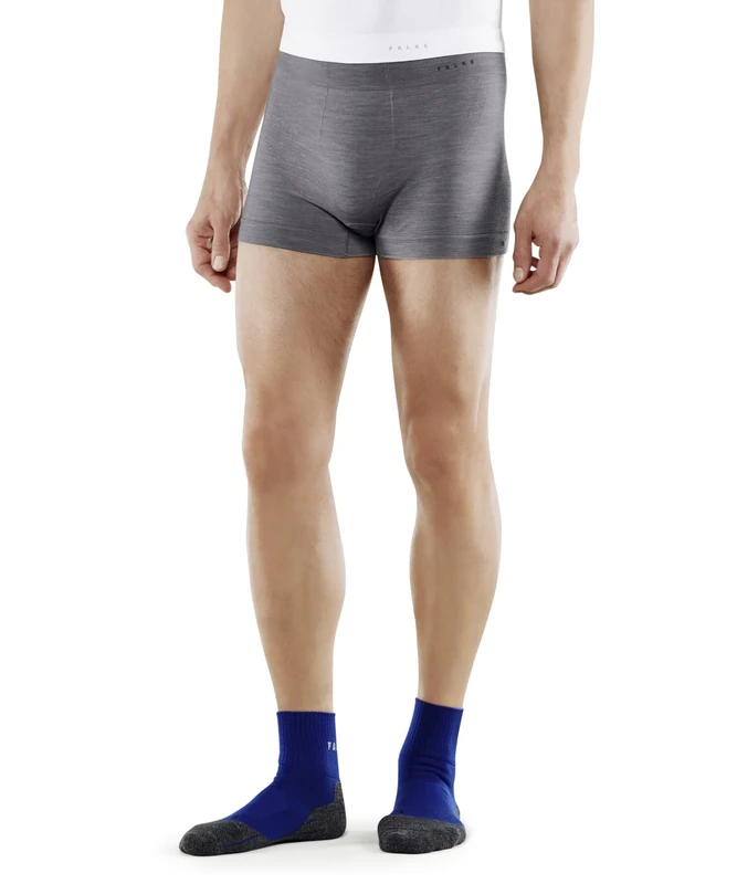 FALKE Men's Wool-Tech Light M Bx Functional Yarn Quick Dry 1 Piece Base Layer Underwear, Grey Grey-Heather 3757, XL