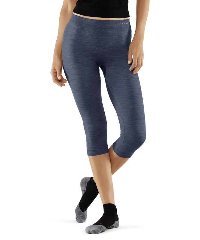 FALKE Women's Wool-Tech Light 3/4 W TI Functional Yarn Quick Dry 1 Piece Base Layer Bottom, Blue (Capitain 6751), XS