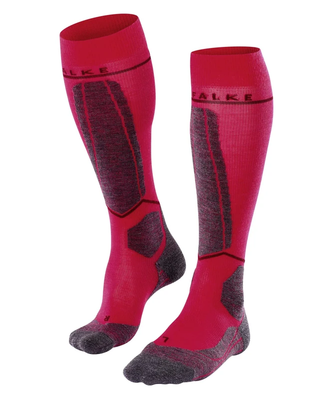 FALKE Women's SK4 Energizing Light W Kh Wool With Compression 1 Pair Skiing Socks, Red Rose 8564, 5.5-6.5