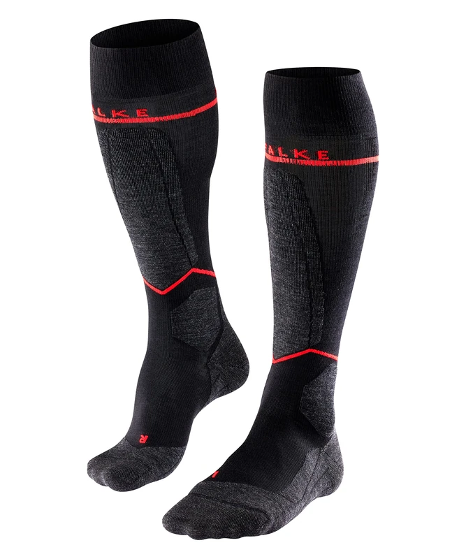 FALKE Women's SK4 Energizing Light W Kh Wool With Compression 1 Pair Skiing Socks, Black Black-Mix 3010, 4-5