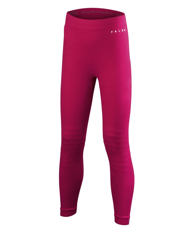 FALKE Unisex Kids Wool-Tech Long K Ti Functional Yarn Quick Dry 1 Piece Base Layer Bottom, Pink Berry 8284, 3-4