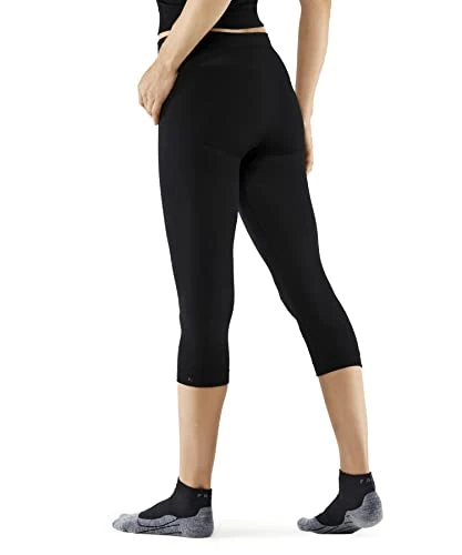 FALKE Women's Wool-Tech Light 3/4 W Ti Functional Yarn Quick Dry 1 Piece Base Layer Bottom, Black 3000, XL