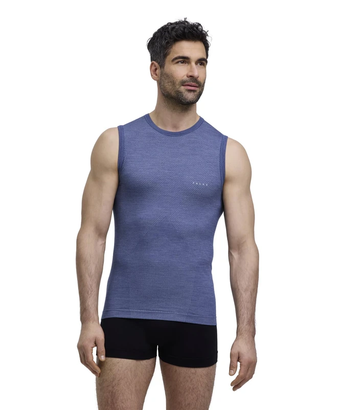 FALKE Men's Wool-Tech Light M S/l Sh Functional Yarn Quick Dry 1 Piece Base Layer Top, Blue Capitain 6751, L