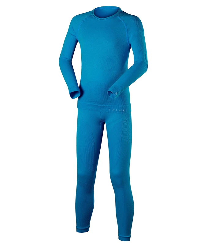 FALKE Unisex Kids Maximum Warm K Uw Functional Yarn Quick Dry 1 Piece Base Layer Set, Blue Osiris 6407, 5.5-8