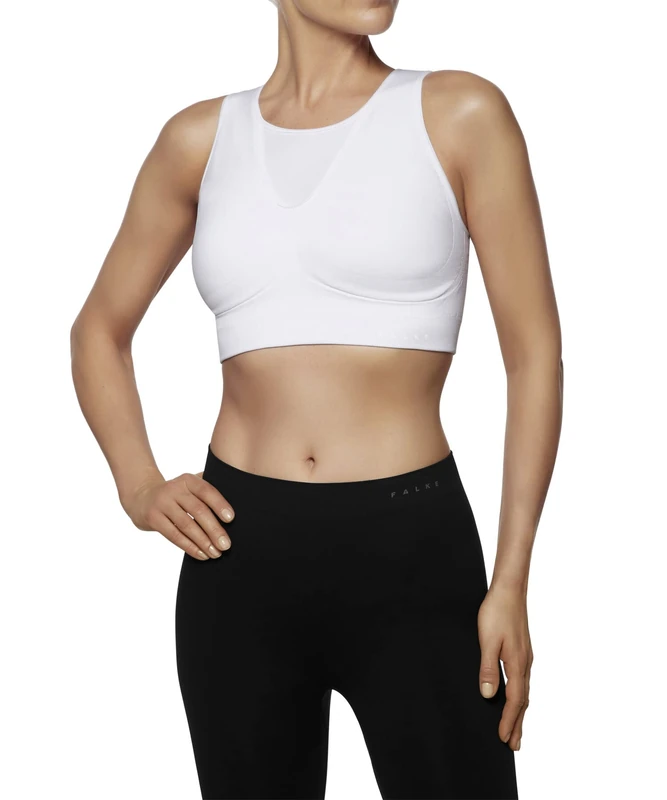 FALKE Women's Maximum Support CUP A/B W Sb Functional Yarn For High Impact Activities 1 Piece Sports Bra, White 2860, XS