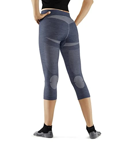 FALKE Women's Wool-Tech Light 3/4 W TI Functional Yarn Quick Dry 1 Piece Base Layer Bottom, Blue (Capitain 6751), XL