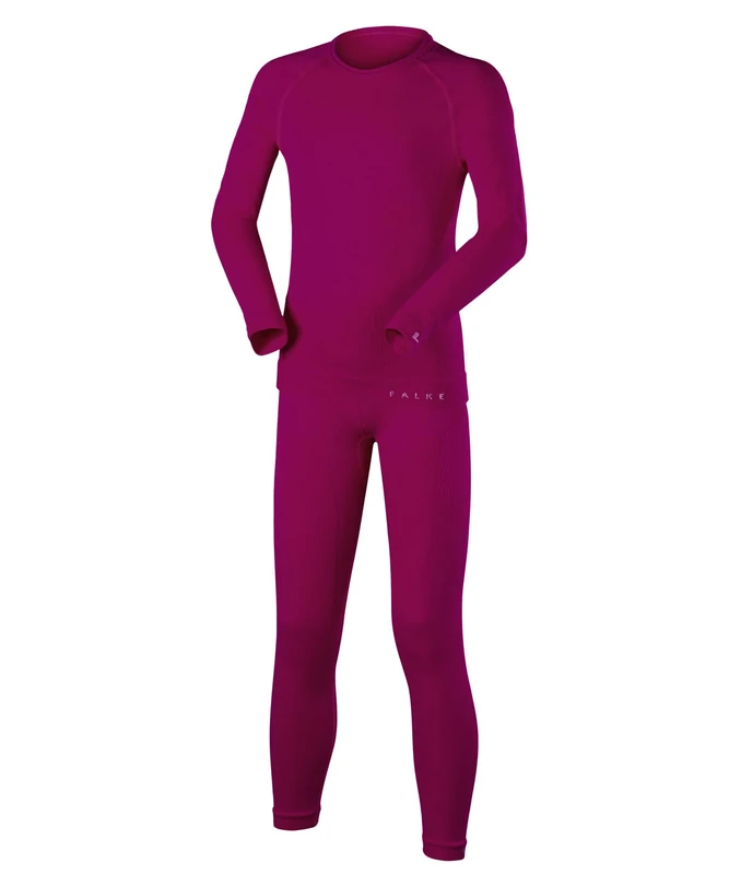 FALKE Unisex Kids Maximum Warm K Uw Functional Yarn Quick Dry 1 Piece Base Layer Set, Pink Berry 8284, 3-4