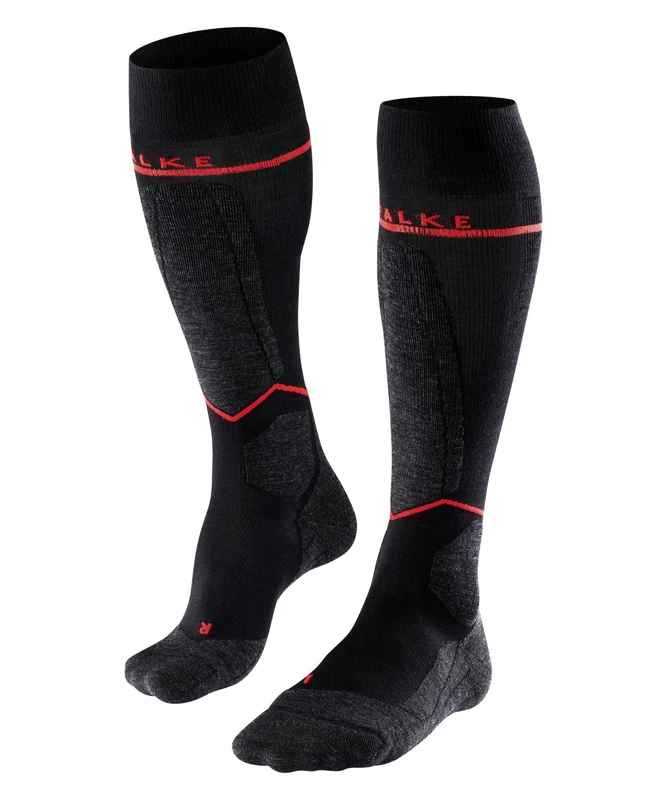 FALKE Women's SK4 Energizing Light W Kh Wool With Compression 1 Pair Skiing Socks, Black Black-Mix 3010, 7-8