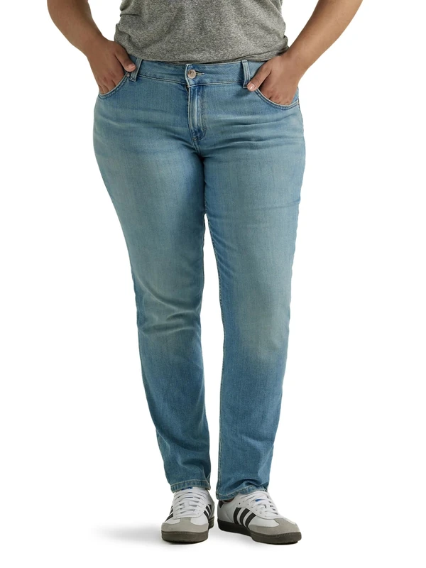Lee Women's Size Regular Fit Straight Leg Jean, Anchor, 26 Plus Long