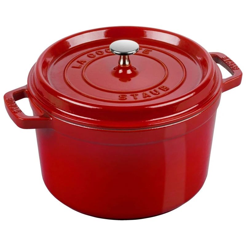 STAUB 24cm High Cast Iron Cocotte, Cherry