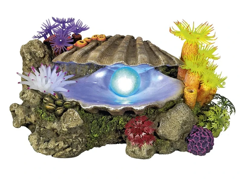 Nobby Aqua Ornaments Shells with Plants with LED, 21.3 x 14.7 x 10.7 cm, Pack of 1