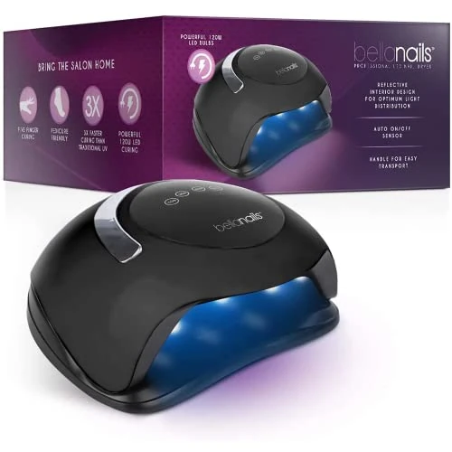 BELLANAILS Professional LED Gel Nail Lamp for Home or Salon Use, Gel Polish Dryer, 3X Faster Than Traditional UV Curing Lamp, 4 Time Presets, 120 W (Black)