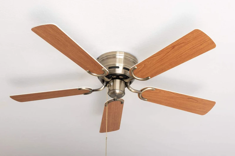 Ceiling Fan Kisa Deluxe Antique Brass without Light - White / Maple Blade Including Pull Switch